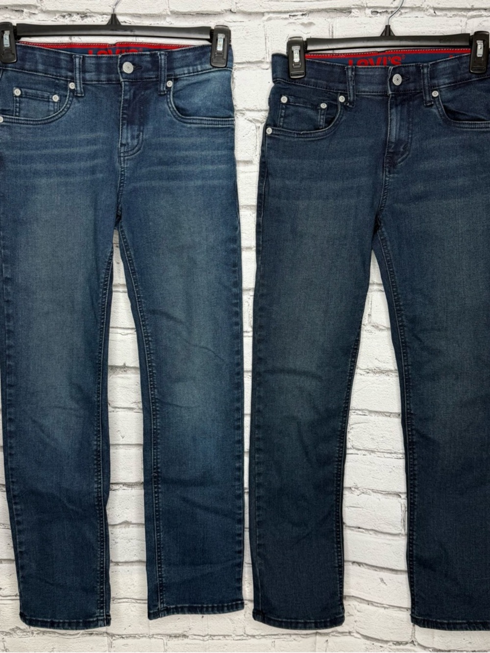Lot of 2 Levis Boys Denim Jeans 514 Straight Dark Wash Size 14R 27x29